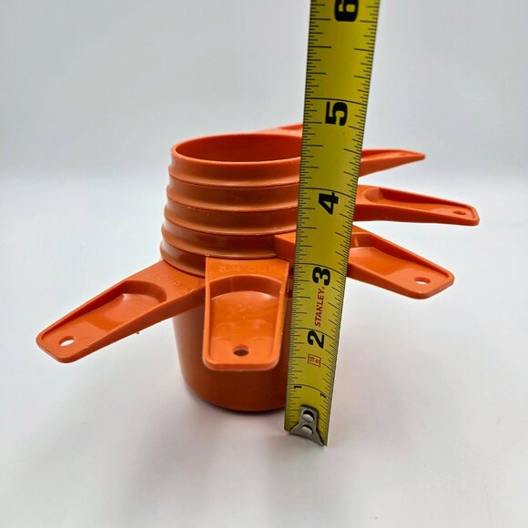 Vintage Tupperware Measuring Cups Set Of 6 Harvest Orange Tangerine ¼ To 1 Cup - Picture 2 of 9
